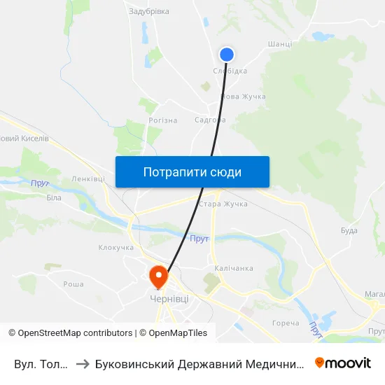 Вул. Тольятті to Буковинський Державний Медичний Університет map