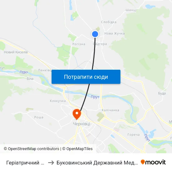 Геріатричний Пансіонат to Буковинський Державний Медичний Університет map