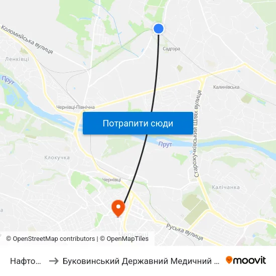 Нафтобаза to Буковинський Державний Медичний Університет map