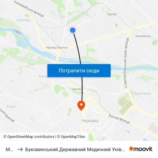 Мжк to Буковинський Державний Медичний Університет map