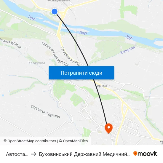 Автостанція to Буковинський Державний Медичний Університет map