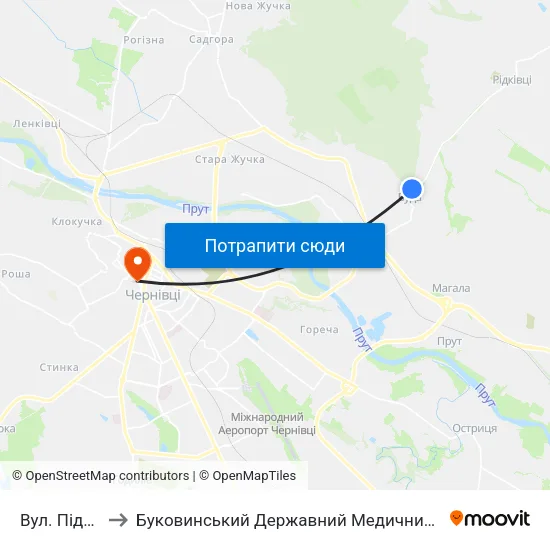 Вул. Підлісна to Буковинський Державний Медичний Університет map