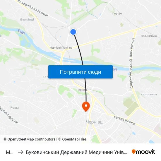 Мжк to Буковинський Державний Медичний Університет map
