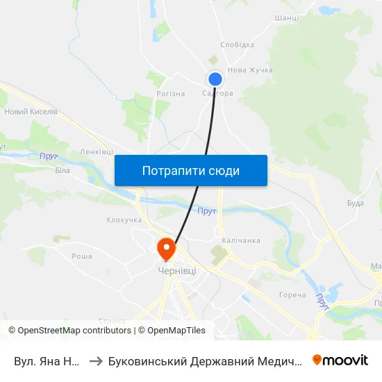 Вул. Яна Налепки to Буковинський Державний Медичний Університет map