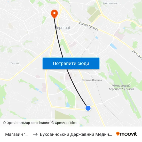 Магазин "Норма" to Буковинський Державний Медичний Університет map