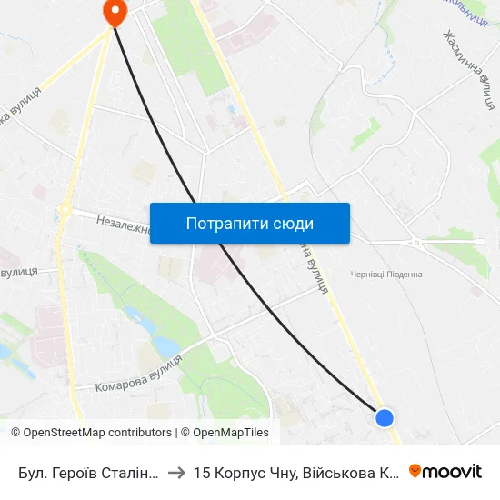 Бул. Героїв Сталінграда to 15 Корпус Чну, Військова Кафедра map