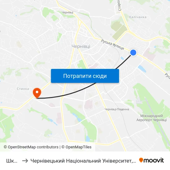 Школа to Чернівецький Національний Університет, Корпус №9 map