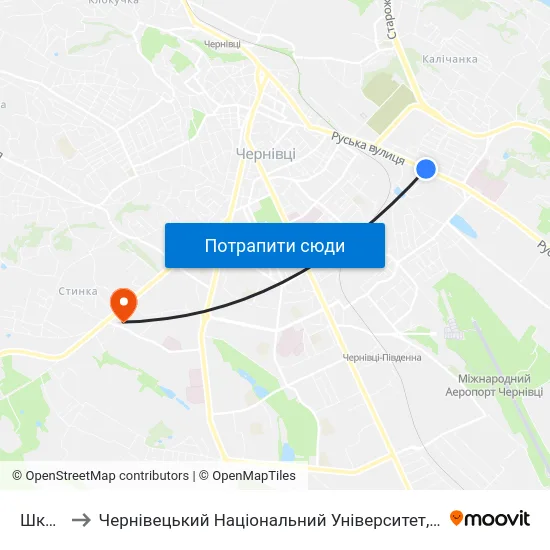 Школа to Чернівецький Національний Університет, Корпус №9 map