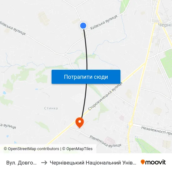 Вул. Довгопільська to Чернівецький Національний Університет, Корпус №9 map