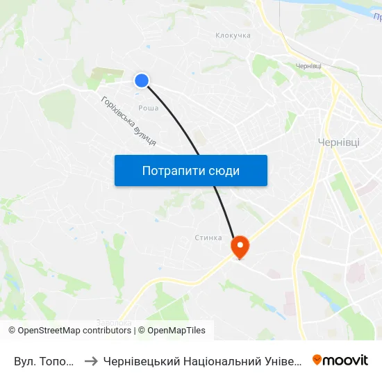 Вул. Топорівська to Чернівецький Національний Університет, Корпус №9 map