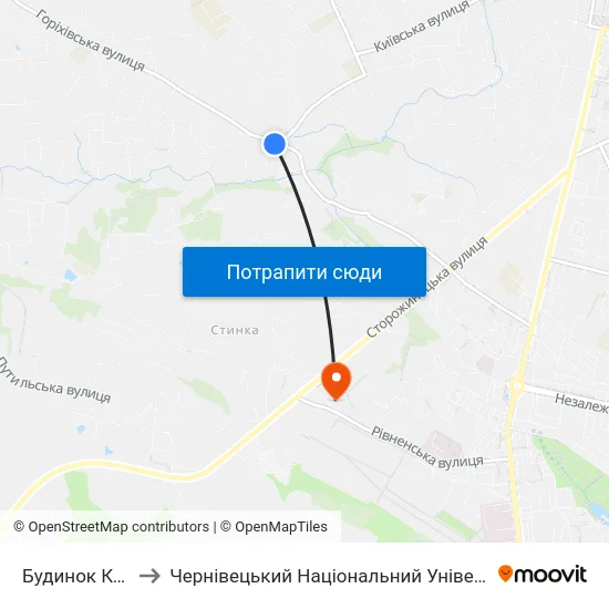 Будинок Культури to Чернівецький Національний Університет, Корпус №9 map
