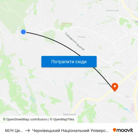 М/Н Цецино to Чернівецький Національний Університет, Корпус №9 map