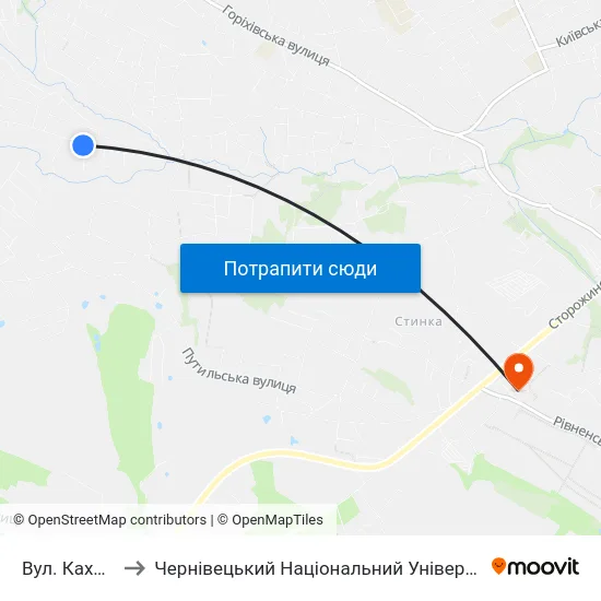 Вул. Каховська to Чернівецький Національний Університет, Корпус №9 map