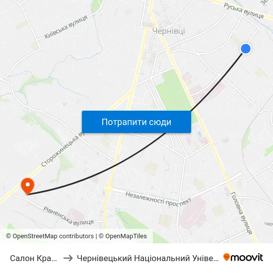 Салон Краси "Єва" to Чернівецький Національний Університет, Корпус №9 map