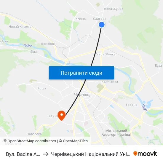 Вул. Васіле Александрі to Чернівецький Національний Університет, Корпус №9 map