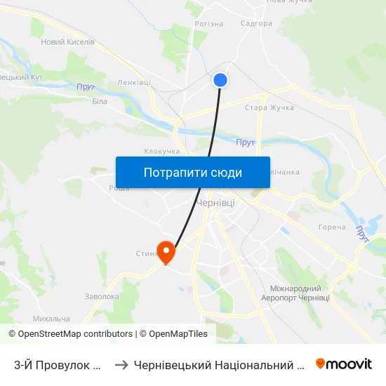 3-Й Провулок Моріса Тореза to Чернівецький Національний Університет, Корпус №9 map