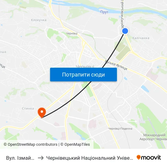 Вул. Ізмайлівська to Чернівецький Національний Університет, Корпус №9 map