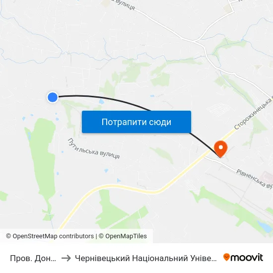 Пров. Донецький to Чернівецький Національний Університет, Корпус №9 map