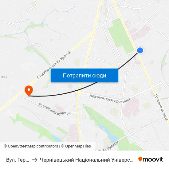 Вул. Герцена to Чернівецький Національний Університет, Корпус №9 map