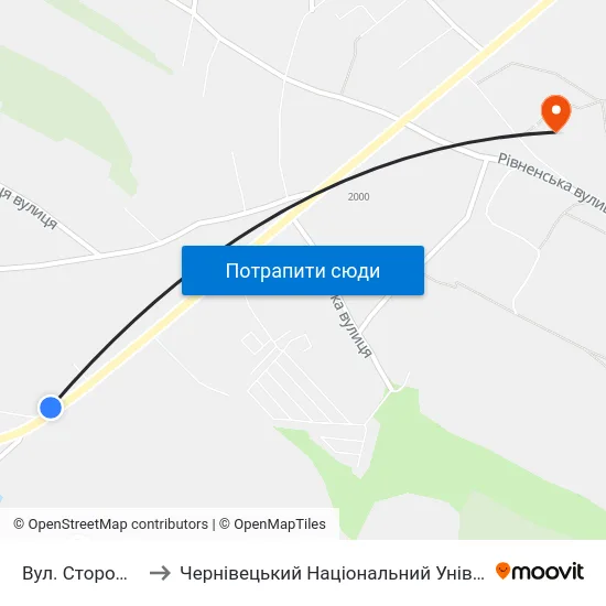 Вул. Сторожинецька to Чернівецький Національний Університет, Корпус №9 map
