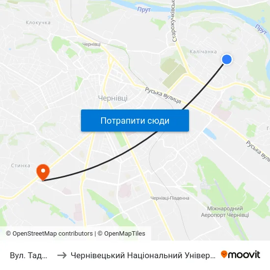 Вул. Таджицька to Чернівецький Національний Університет, Корпус №9 map