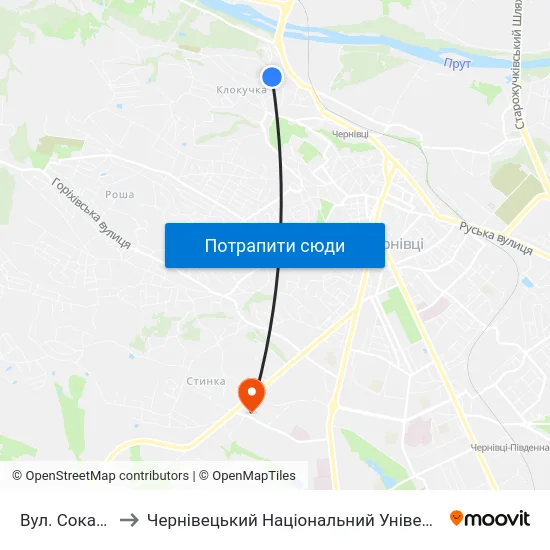 Вул. Сокальська to Чернівецький Національний Університет, Корпус №9 map