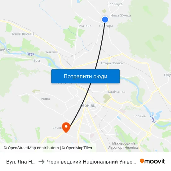 Вул. Яна Налепки to Чернівецький Національний Університет, Корпус №9 map