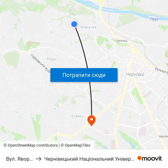 Вул. Яворівська to Чернівецький Національний Університет, Корпус №9 map