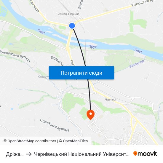 Дріжзавод to Чернівецький Національний Університет Ім.Ю.Федьковича map