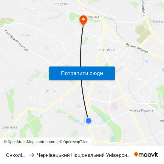 Онколікарня to Чернівецький Національний Університет Ім.Ю.Федьковича map