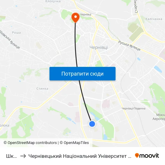 Школа to Чернівецький Національний Університет Ім.Ю.Федьковича map