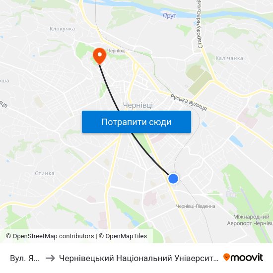 Вул. Ясська to Чернівецький Національний Університет Ім.Ю.Федьковича map