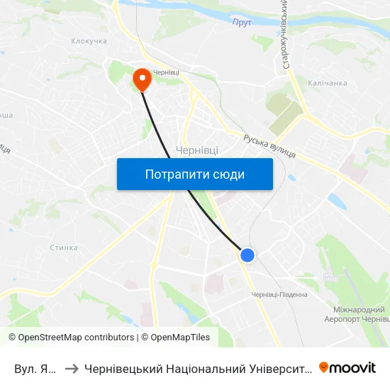Вул. Ясська to Чернівецький Національний Університет Ім.Ю.Федьковича map