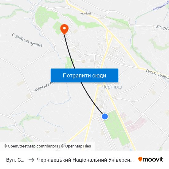 Вул. Садова to Чернівецький Національний Університет Ім.Ю.Федьковича map