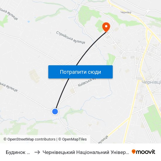 Будинок Культури to Чернівецький Національний Університет Ім.Ю.Федьковича map
