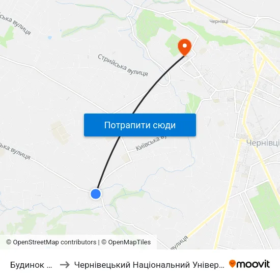 Будинок Культури to Чернівецький Національний Університет Ім.Ю.Федьковича map