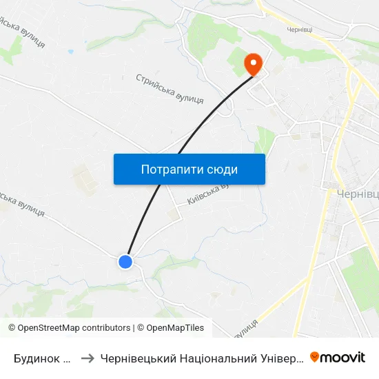 Будинок Культури to Чернівецький Національний Університет Ім.Ю.Федьковича map