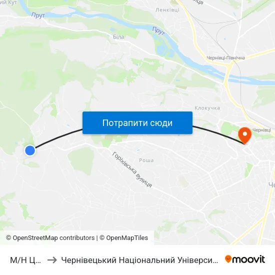 М/Н Цецино to Чернівецький Національний Університет Ім.Ю.Федьковича map