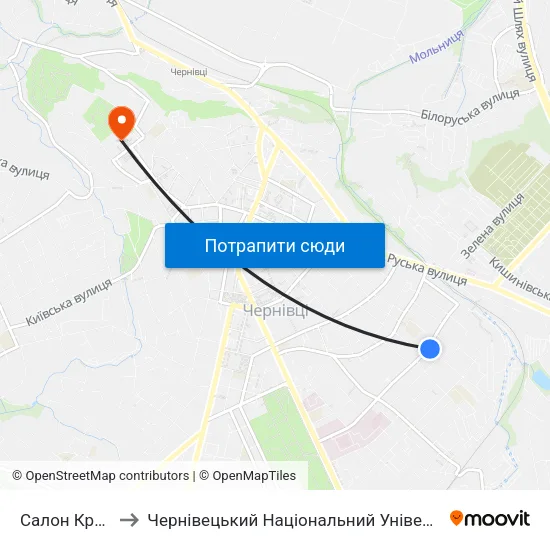 Салон Краси "Єва" to Чернівецький Національний Університет Ім.Ю.Федьковича map