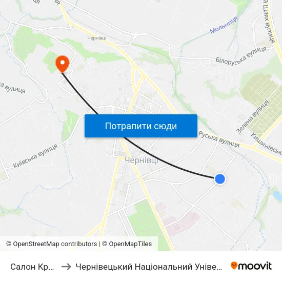 Салон Краси "Єва" to Чернівецький Національний Університет Ім.Ю.Федьковича map