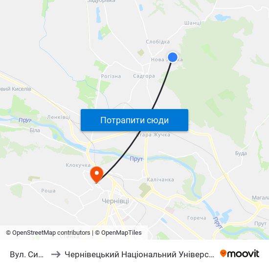 Вул. Сибірська to Чернівецький Національний Університет Ім.Ю.Федьковича map