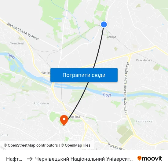Нафтобаза to Чернівецький Національний Університет Ім.Ю.Федьковича map