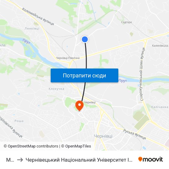Мжк to Чернівецький Національний Університет Ім.Ю.Федьковича map