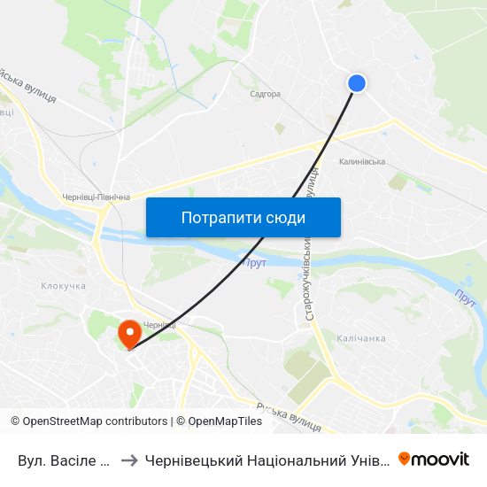 Вул. Васіле Александрі to Чернівецький Національний Університет Ім.Ю.Федьковича map