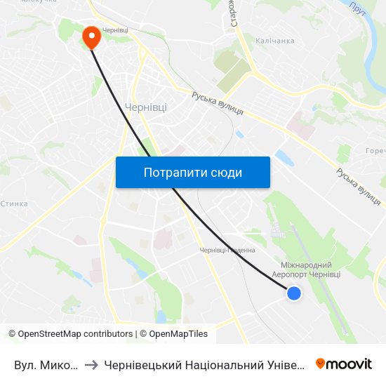 Вул. Миколаївська to Чернівецький Національний Університет Ім.Ю.Федьковича map
