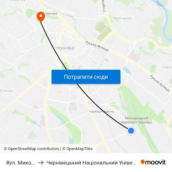Вул. Миколаївська to Чернівецький Національний Університет Ім.Ю.Федьковича map
