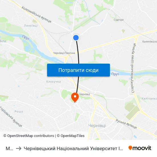 Мжк to Чернівецький Національний Університет Ім.Ю.Федьковича map