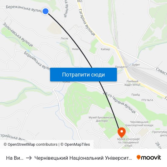На Вимогу to Чернівецький Національний Університет Ім.Ю.Федьковича map