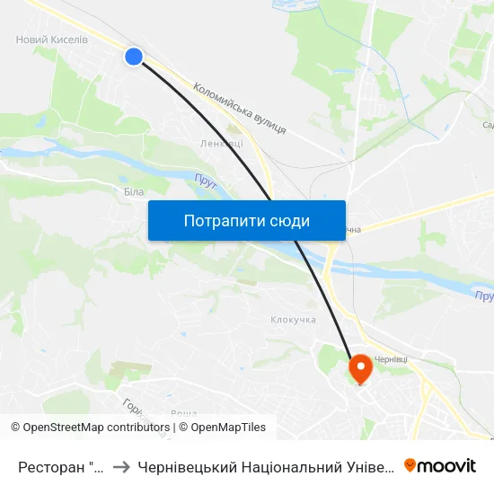 Ресторан "Світанок" to Чернівецький Національний Університет Ім.Ю.Федьковича map
