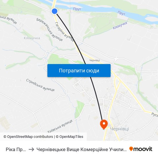 Ріка Прут to Чернівецьке Вище Комерційне Училище map